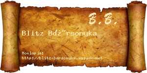 Blitz Bársonyka névjegykártya